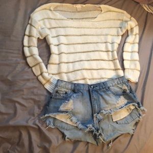 Gold and White Sweater